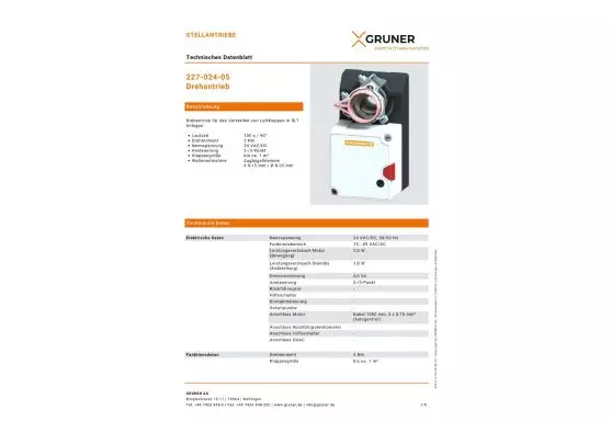 Actionneur De Registre électrique - 328CS-024-02A - GRUNER